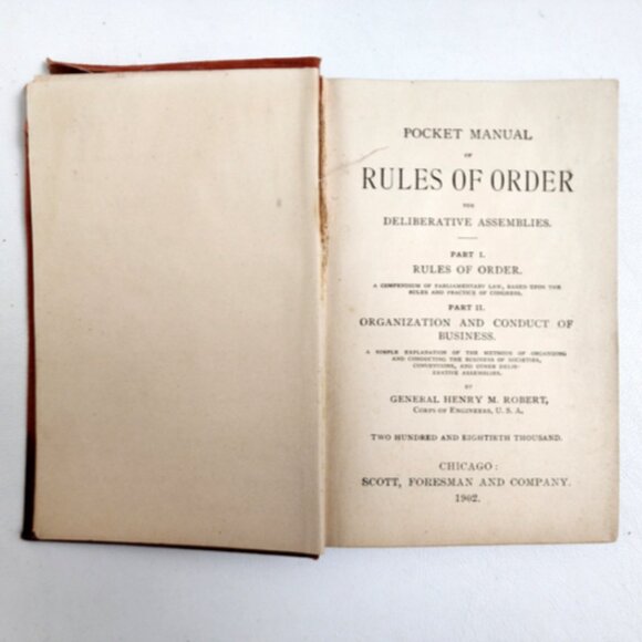 Antique Pocket Manul of Rules of Order for Deliberative Assemblies 1876HC Robert - Picture 4 of 8